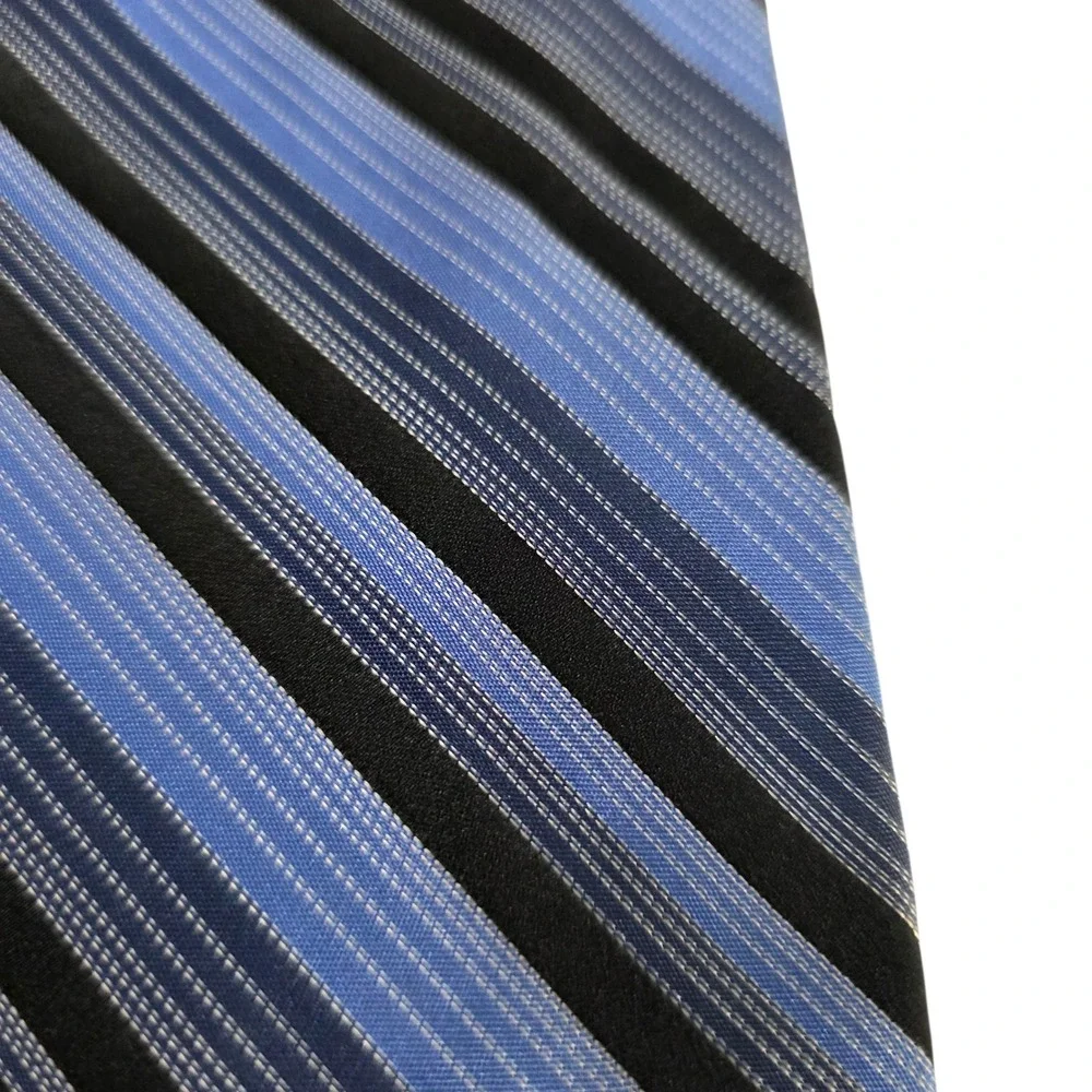 Joseph Feiss International Mens Necktie Blue Black Silk Striped Woven‎ Classic